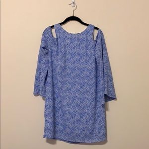 Design Lab Blue and White Cold Shoulder Dress